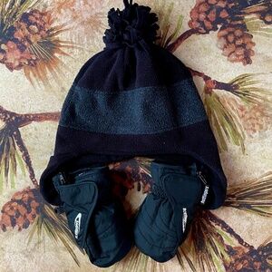 Hot Fingers Zip Mittens Toddler Size 3-4 Yrs PLUS Cozy Fleece Hat To Top It Off